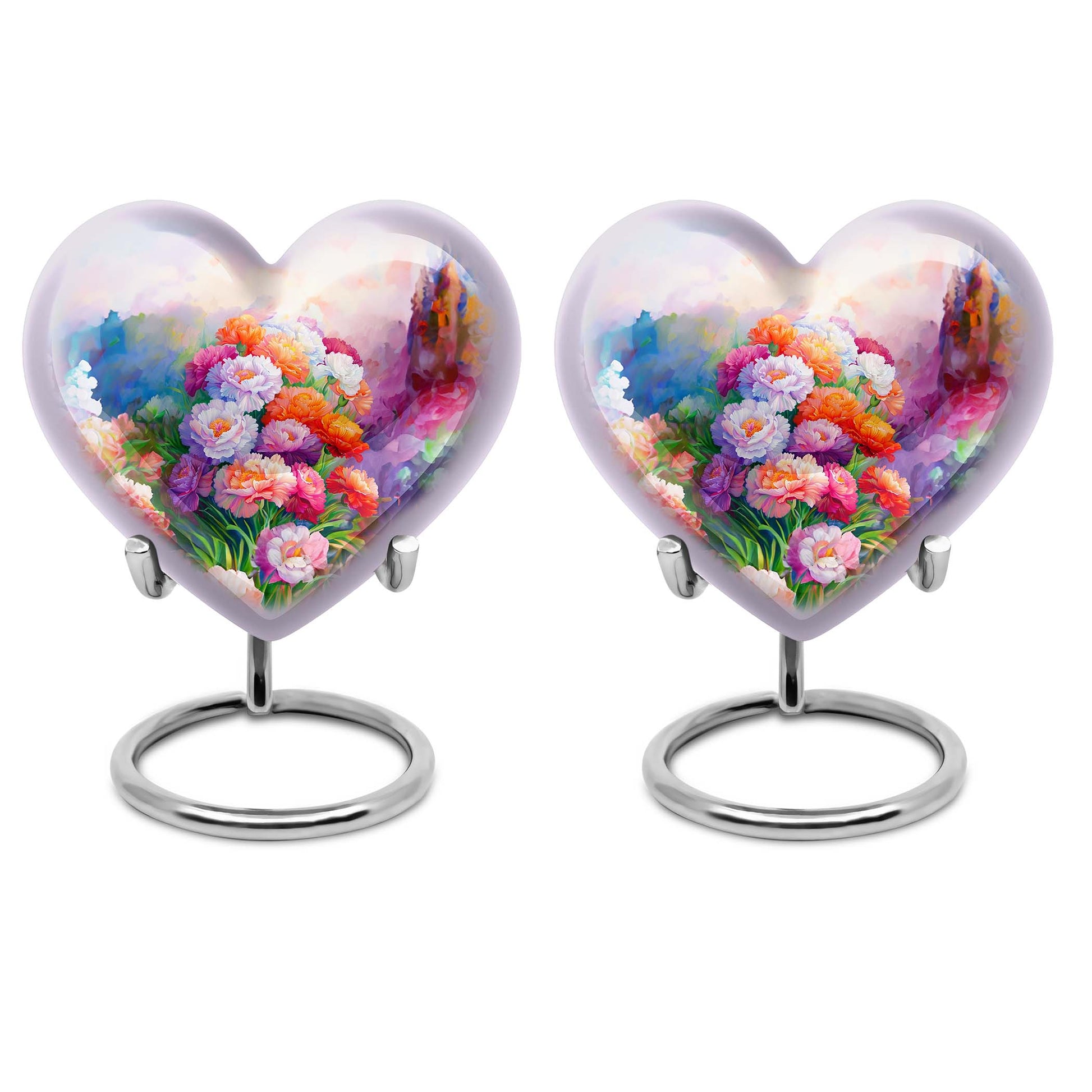 purple meadow heart-shaped funeral urn for mom