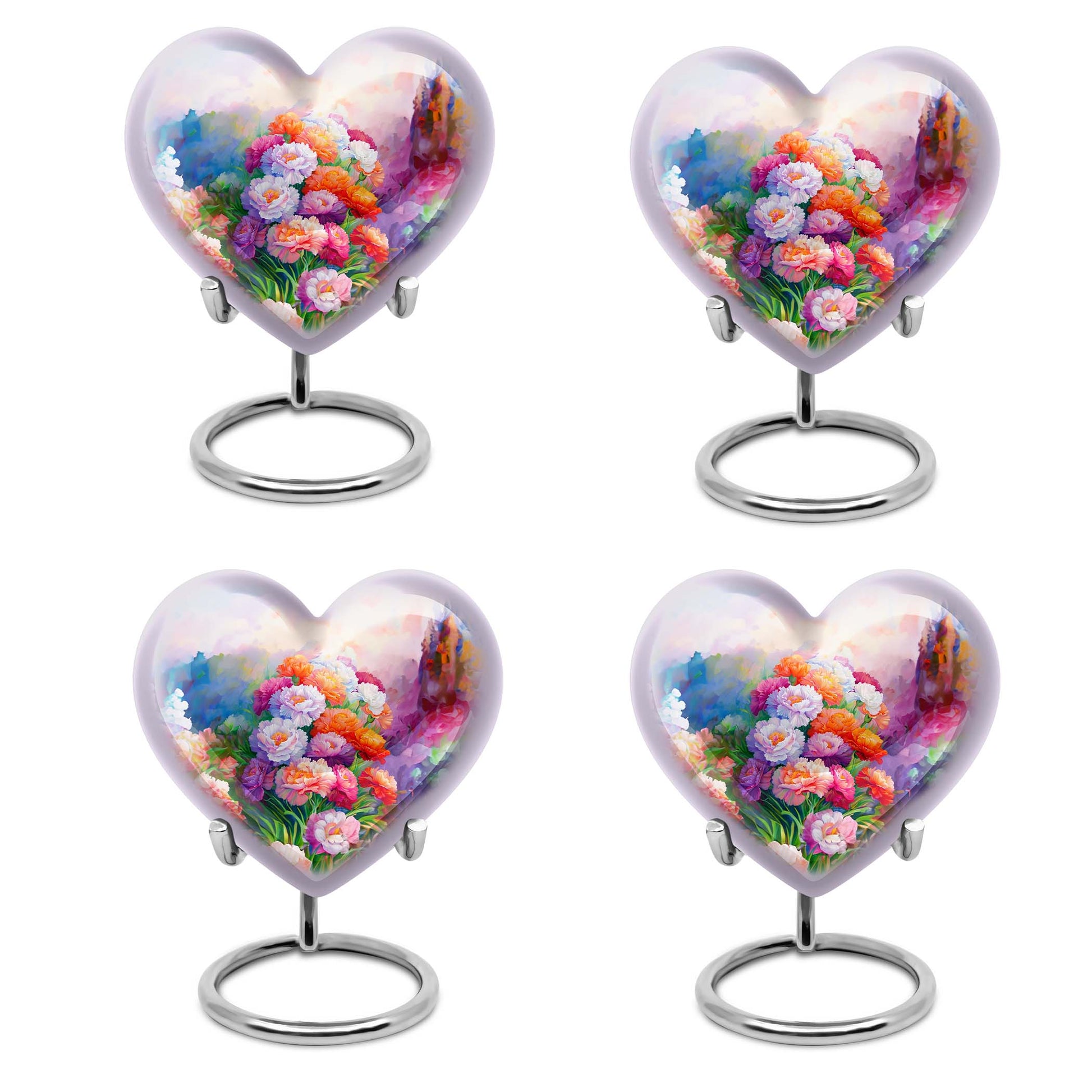 purple meadow heart-shaped funeral urn for mom