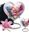 purple meadow heart-shaped funeral urn for mom