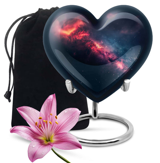 10-inch Galaxy Heart Urn in Purple Meadow theme 