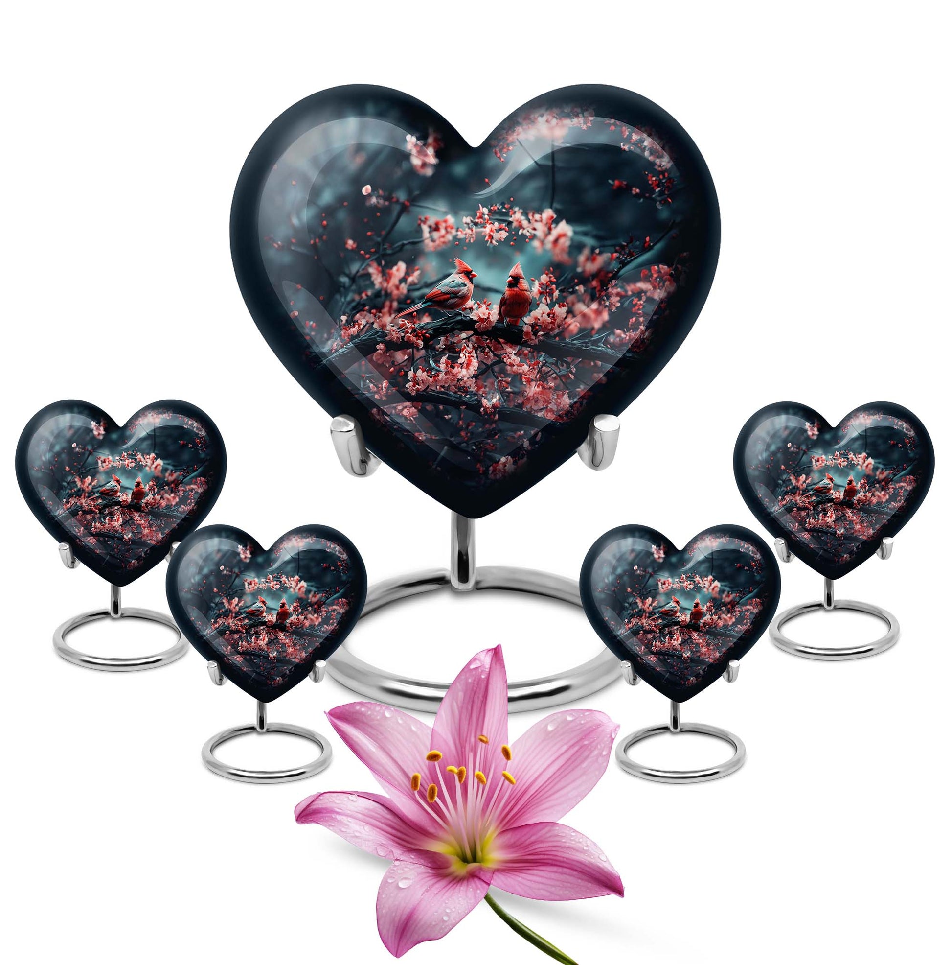 Large, heart-shaped Wolf Howling themed urn for burial ashes, customizable by engraving