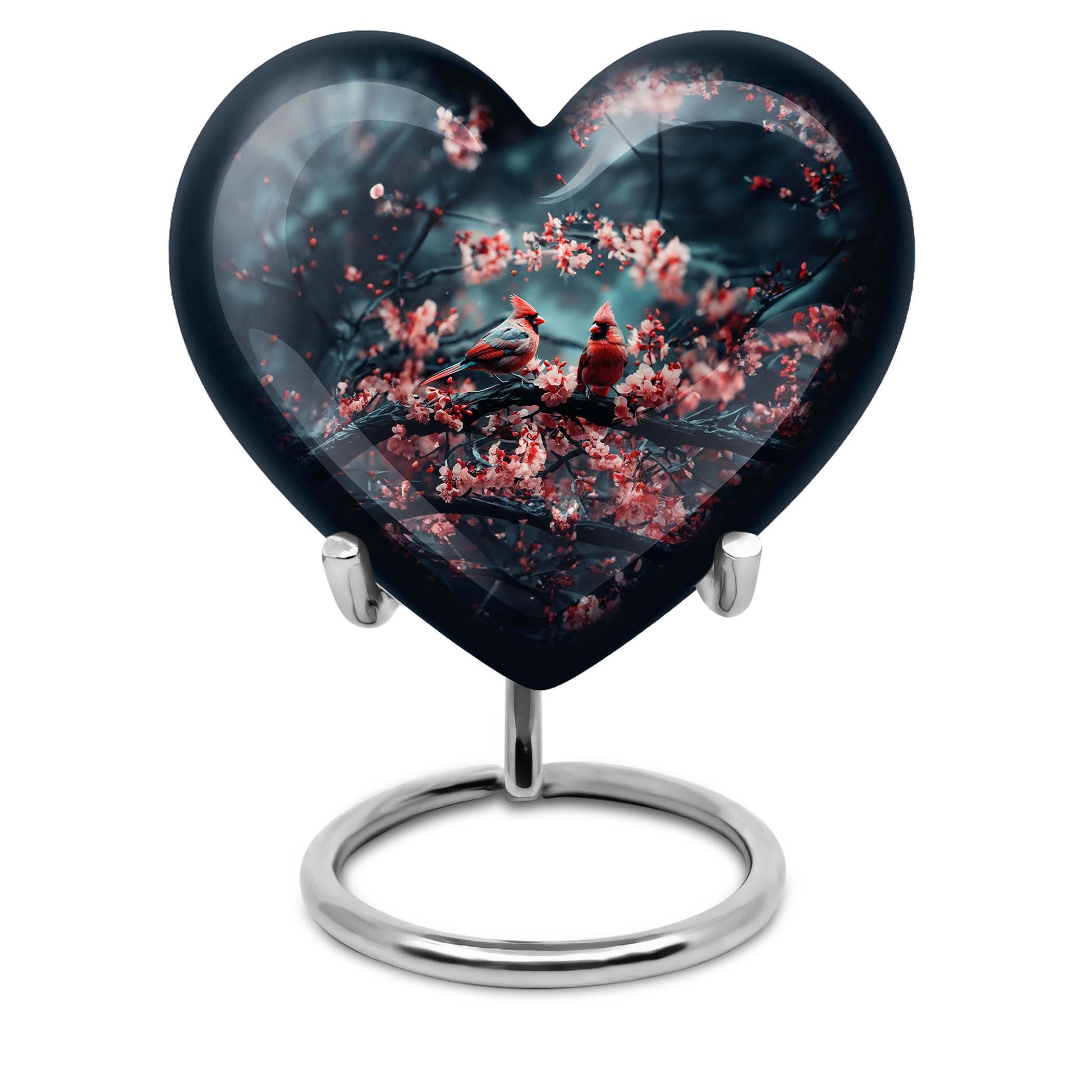 Large, heart-shaped Wolf Howling themed urn for burial ashes, customizable by engraving