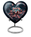 Large, heart-shaped Wolf Howling themed urn for burial ashes, customizable by engraving