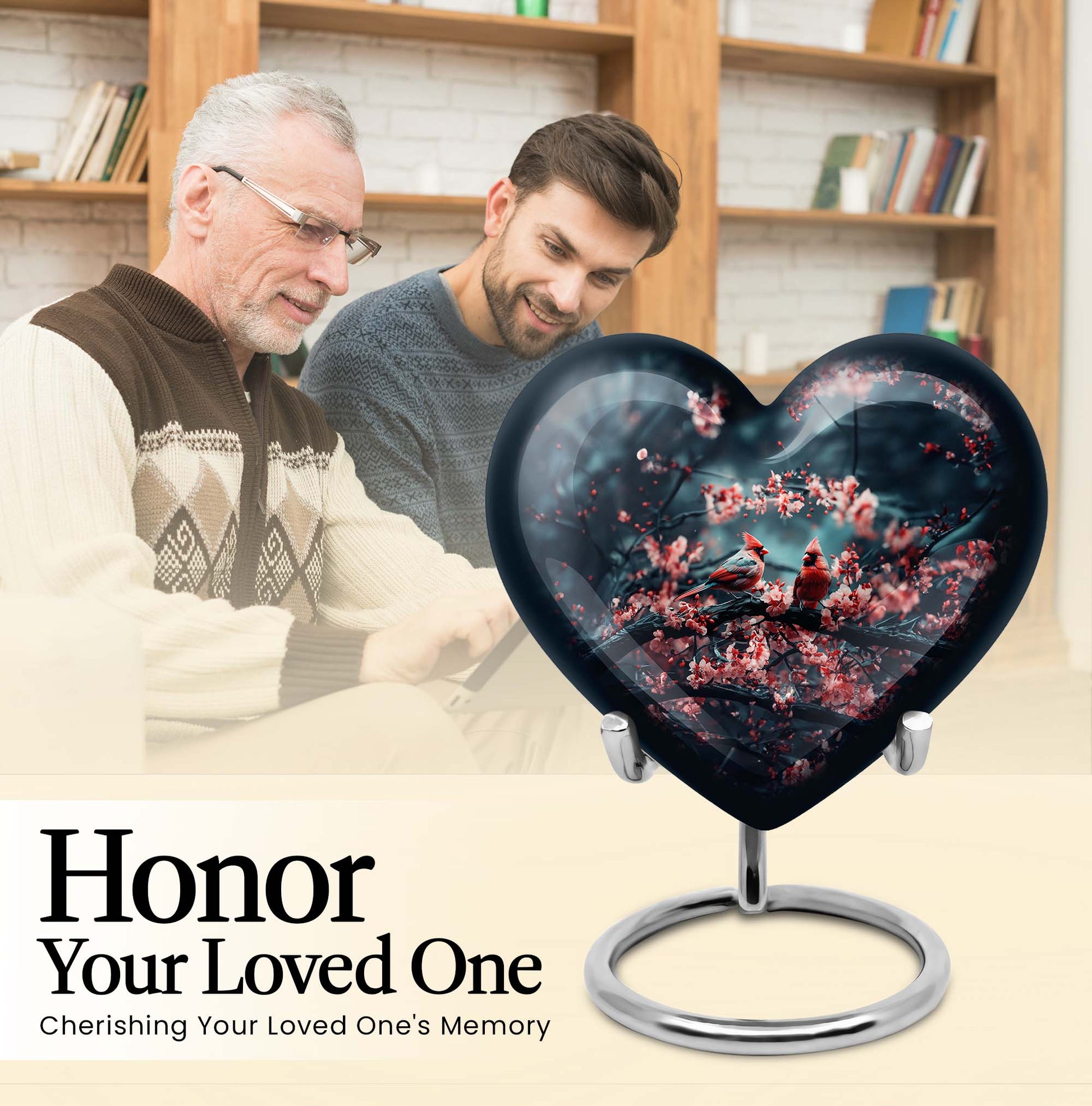 Large, heart-shaped Wolf Howling themed urn for burial ashes, customizable by engraving