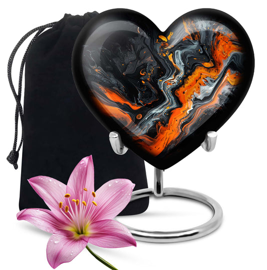 10-inch, heart-shaped Wolf Howling theme Abstract Urn for storing adult ashes