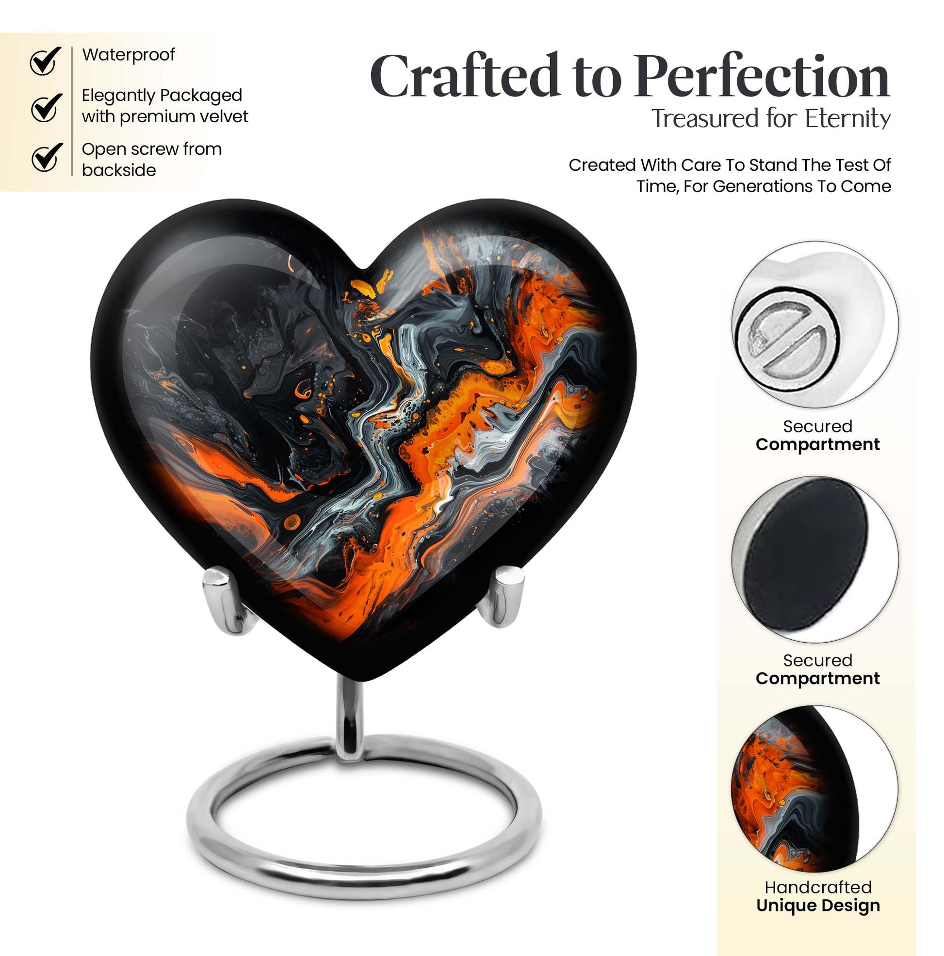 10-inch, heart-shaped Wolf Howling theme Abstract Urn for storing adult ashes