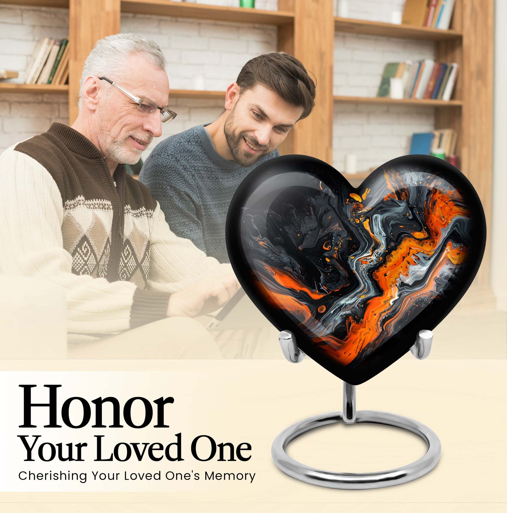 10-inch, heart-shaped Wolf Howling theme Abstract Urn for storing adult ashes