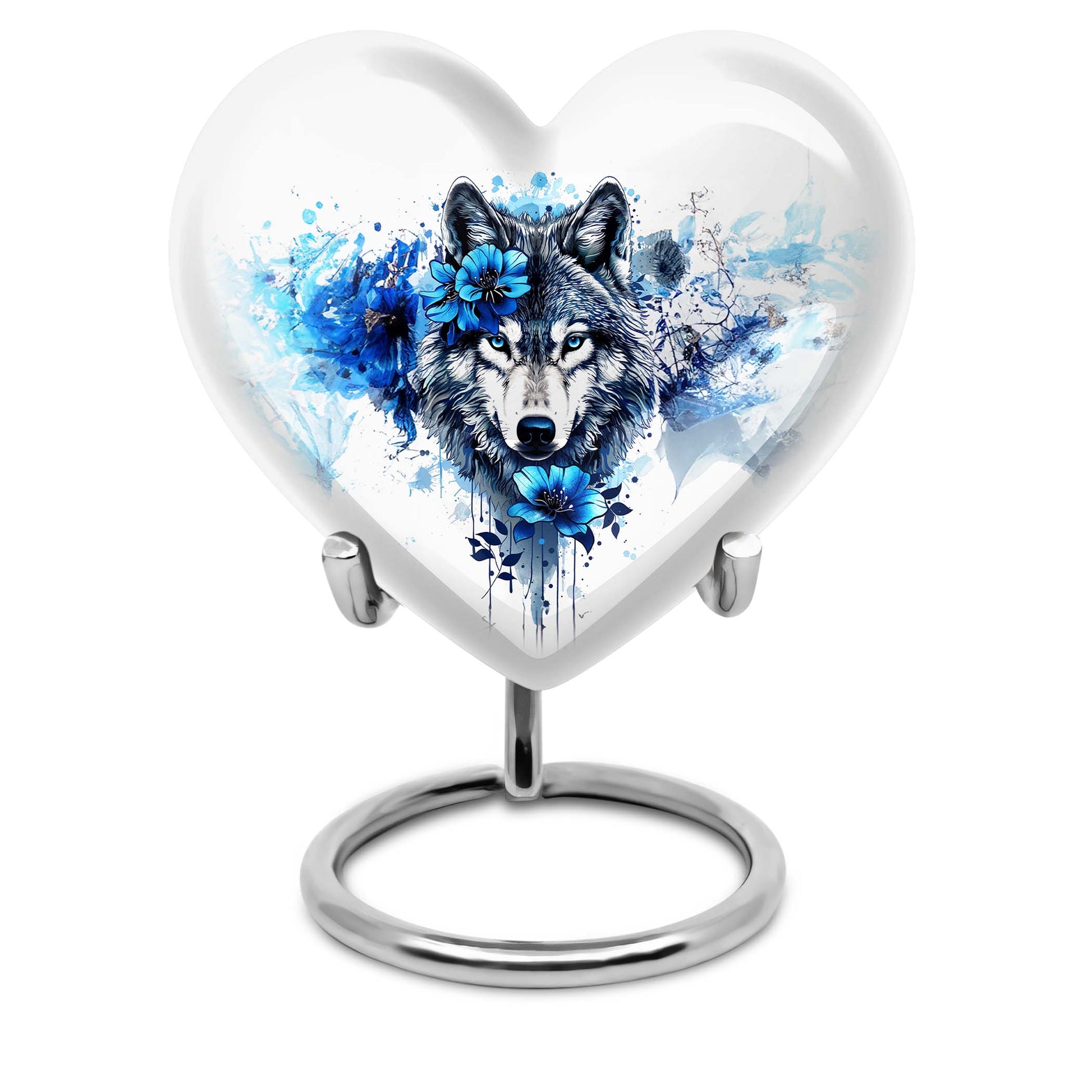 10-inch heart wolf urn with engraved names