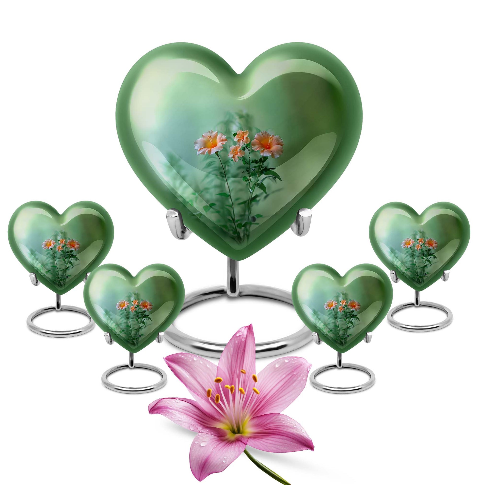 heart-shaped flowers Urn