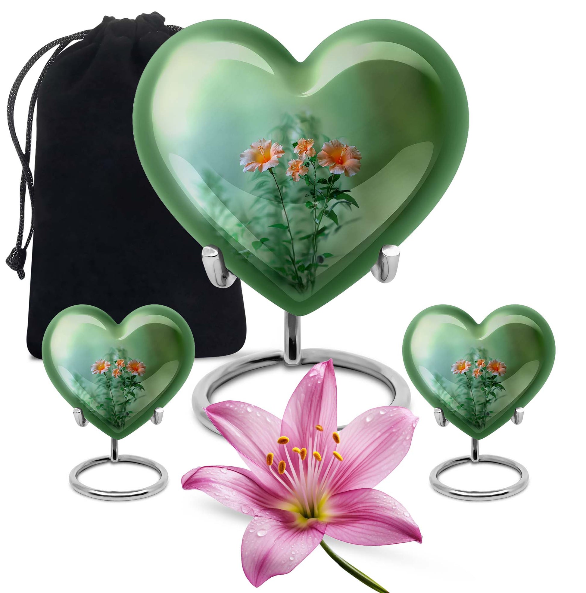 heart-shaped flowers Urn