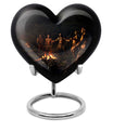 10-inch tribe Man Urn, heart-shaped cremation urn with wolf howling theme, customizable with engraved names, made of aluminium