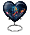 10-inch Heart Shaped Owl Cremation Urn with Wolf Howling theme, suitable for dad and mom