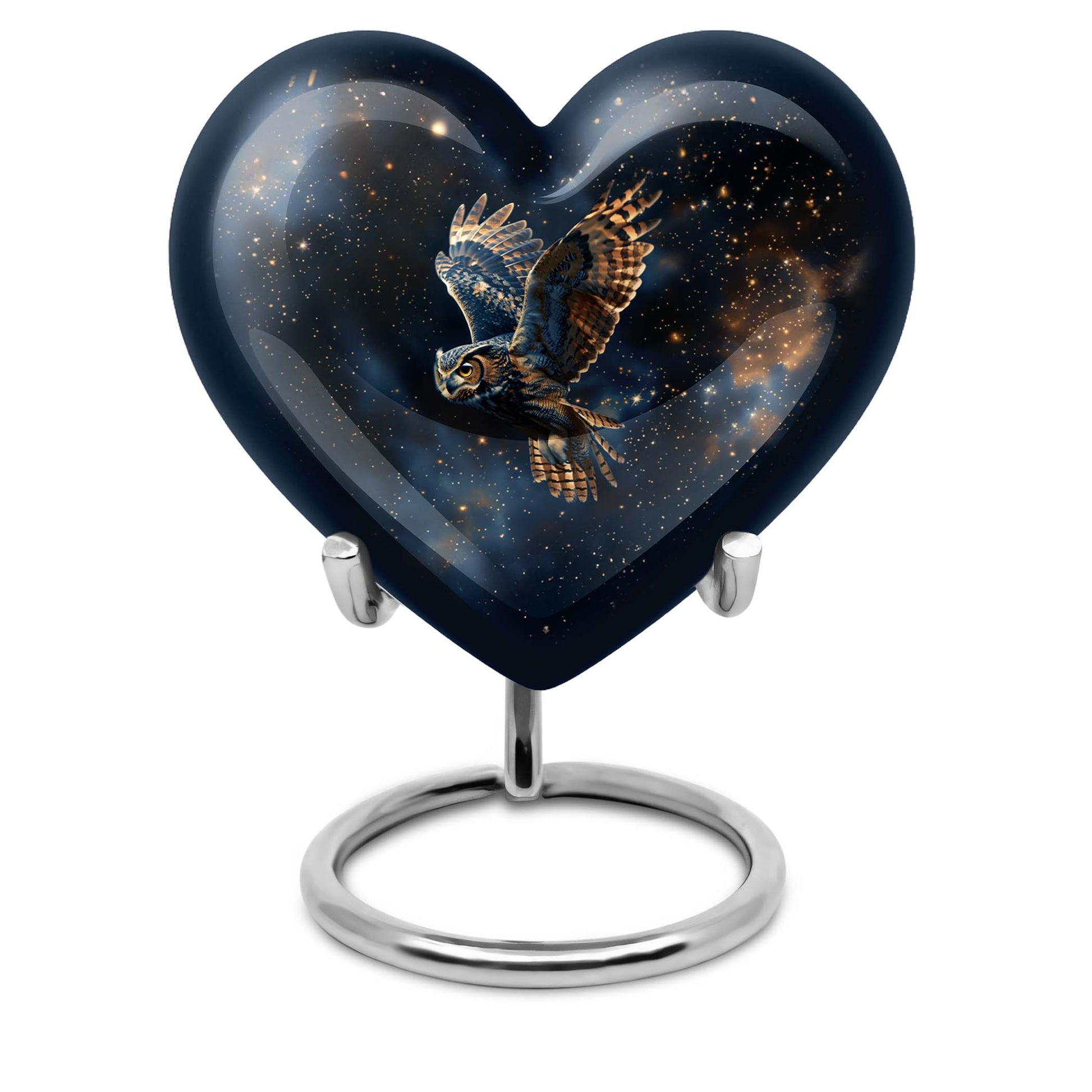 10-inch heart-shaped owl urn designed for ash