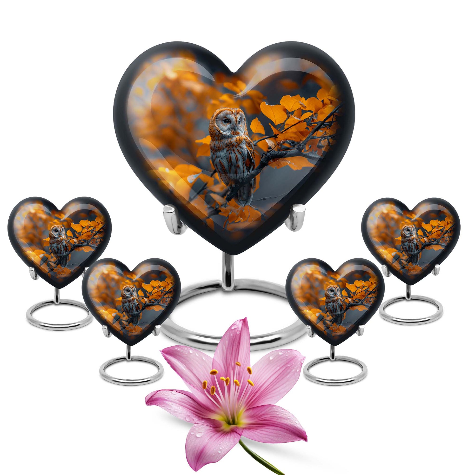 Owl Urn designed heart Shape