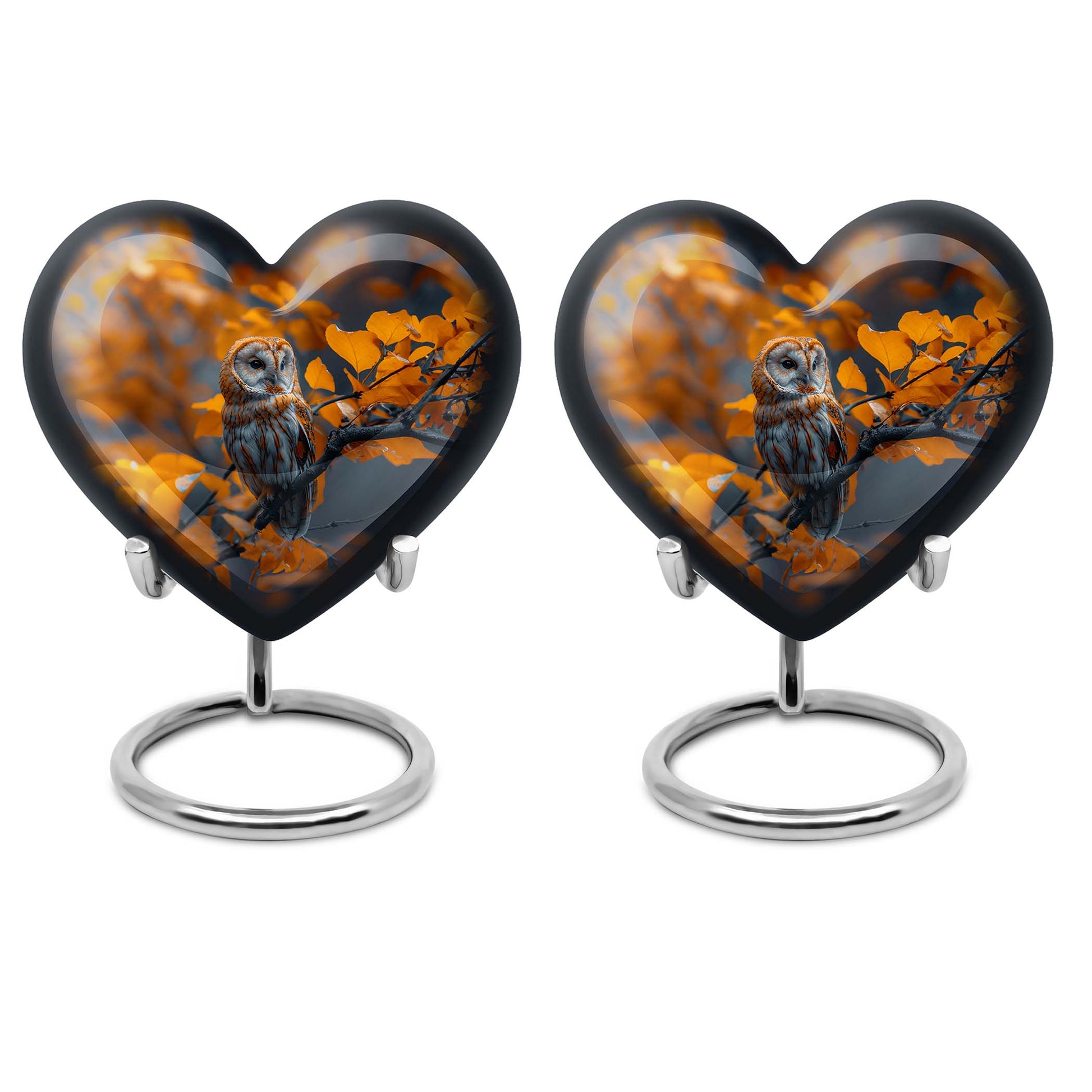 Owl Urn designed heart Shape