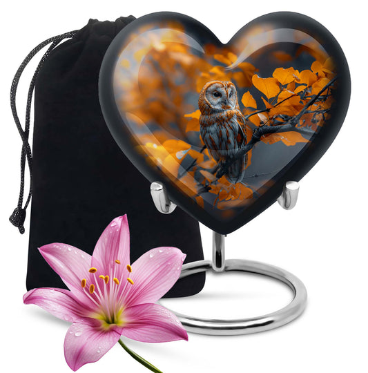 Owl Urn designed heart Shape