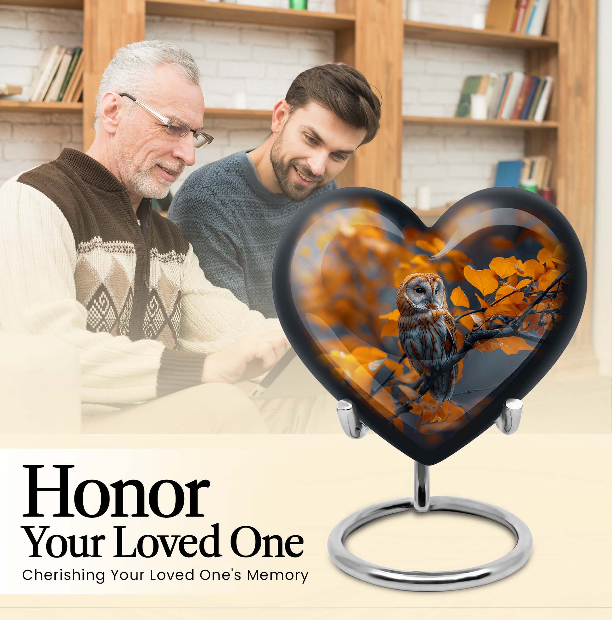 Owl Urn designed heart Shape