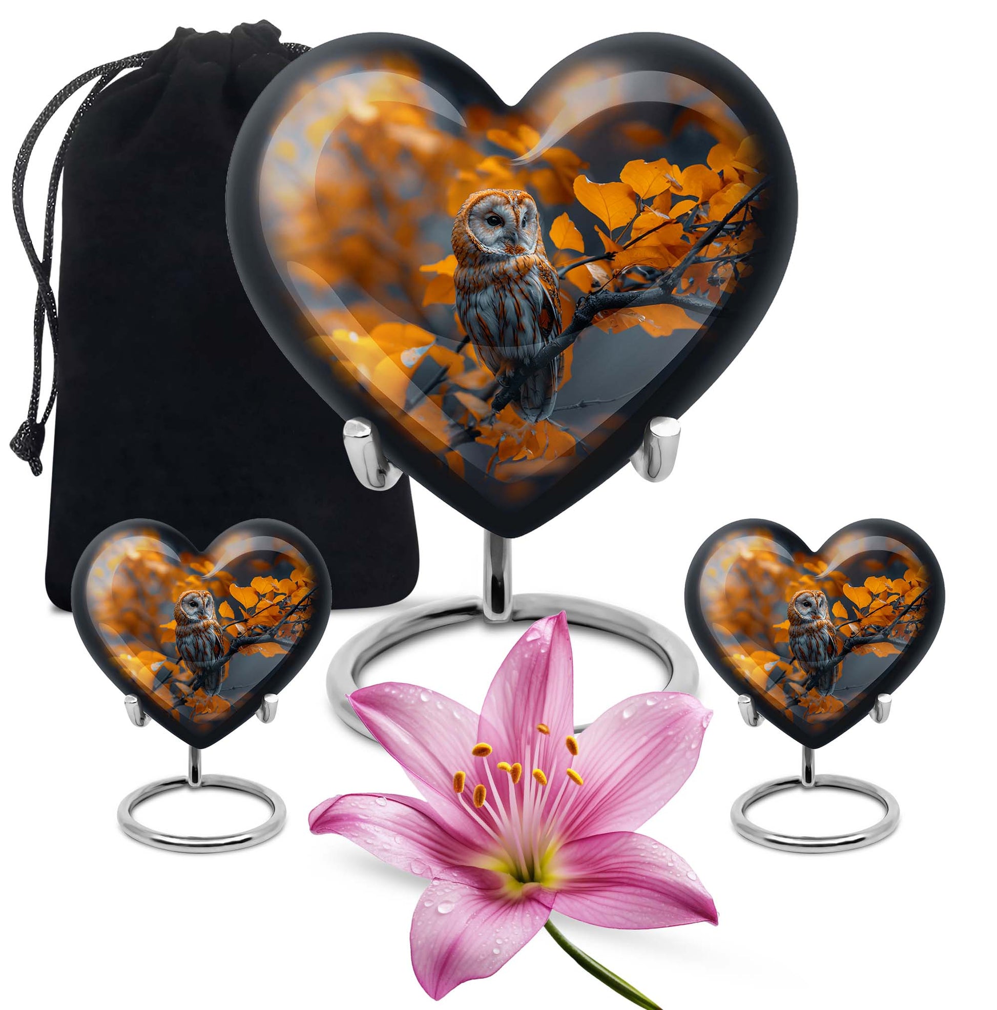 Owl Urn designed heart Shape