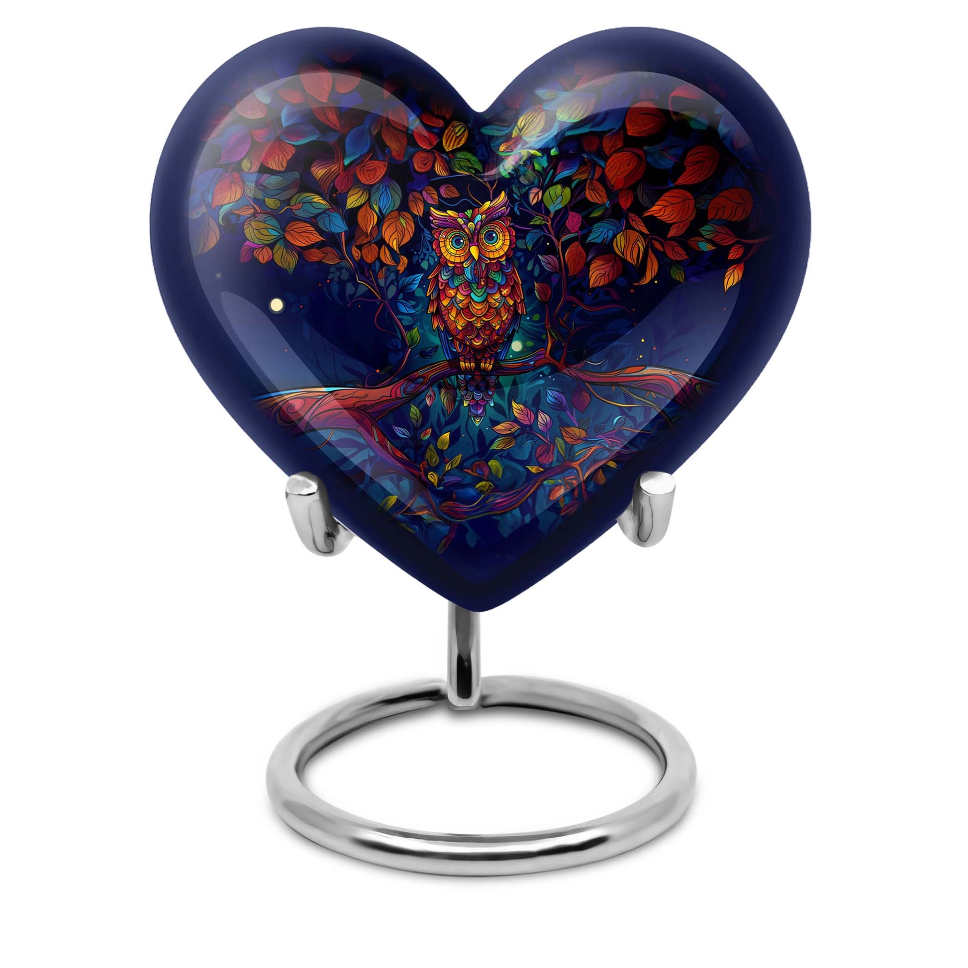 heart-shaped owl urn