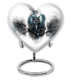 Heart-shaped 10-inch Owl Urn, a memorial large urn for ashes with Wolf Howling theme