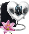 Heart-shaped 10-inch Owl Urn, a memorial large urn for ashes with Wolf Howling theme