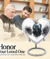 Heart-shaped 10-inch Owl Urn, a memorial large urn for ashes with Wolf Howling theme