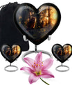 10-inch heart-shaped Owl Urn for ashes, Wolf Howling theme,