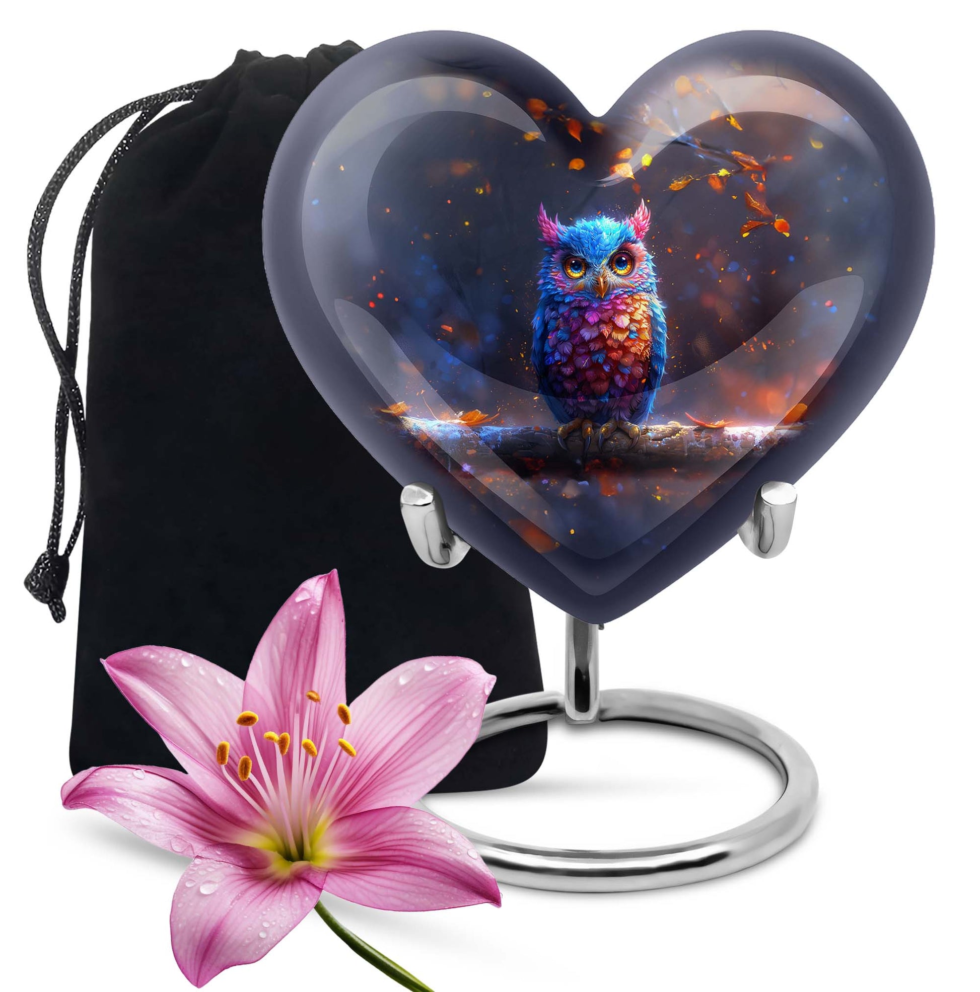 heart-shaped owl urn for cremation