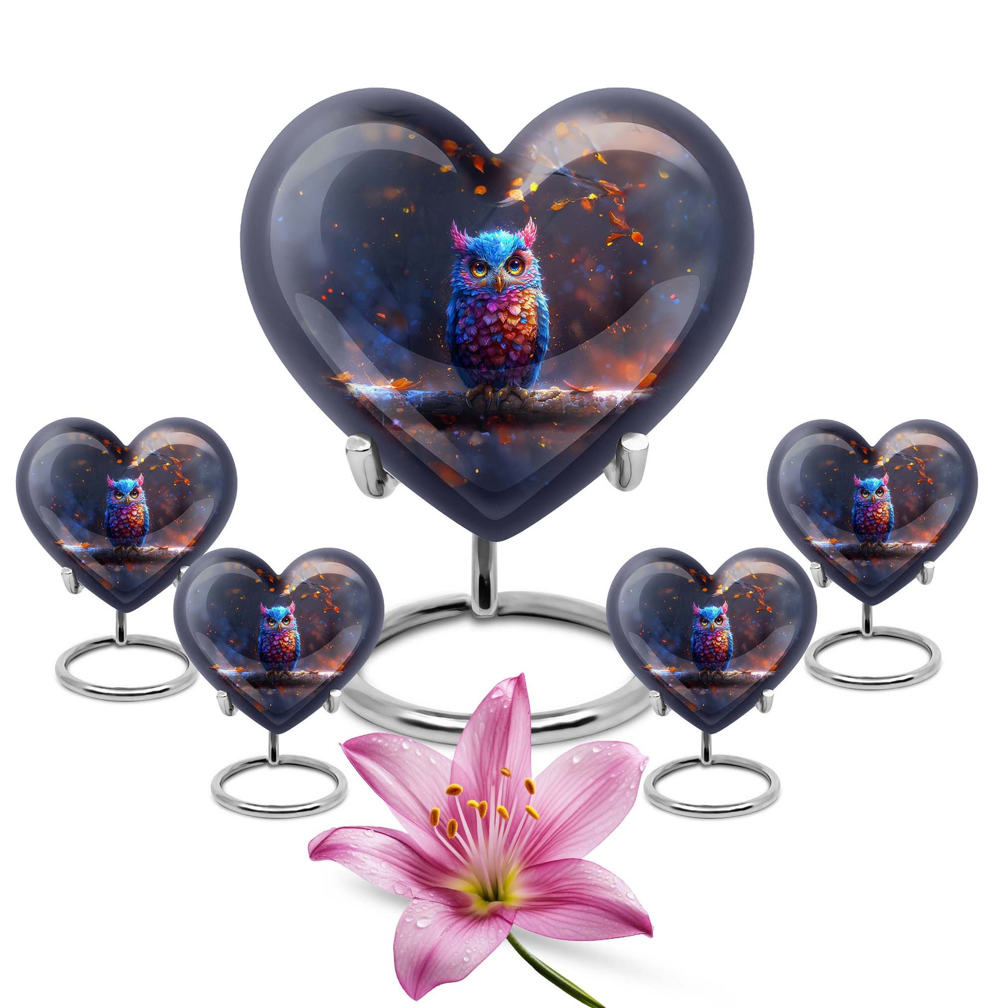 heart-shaped owl urn for cremation