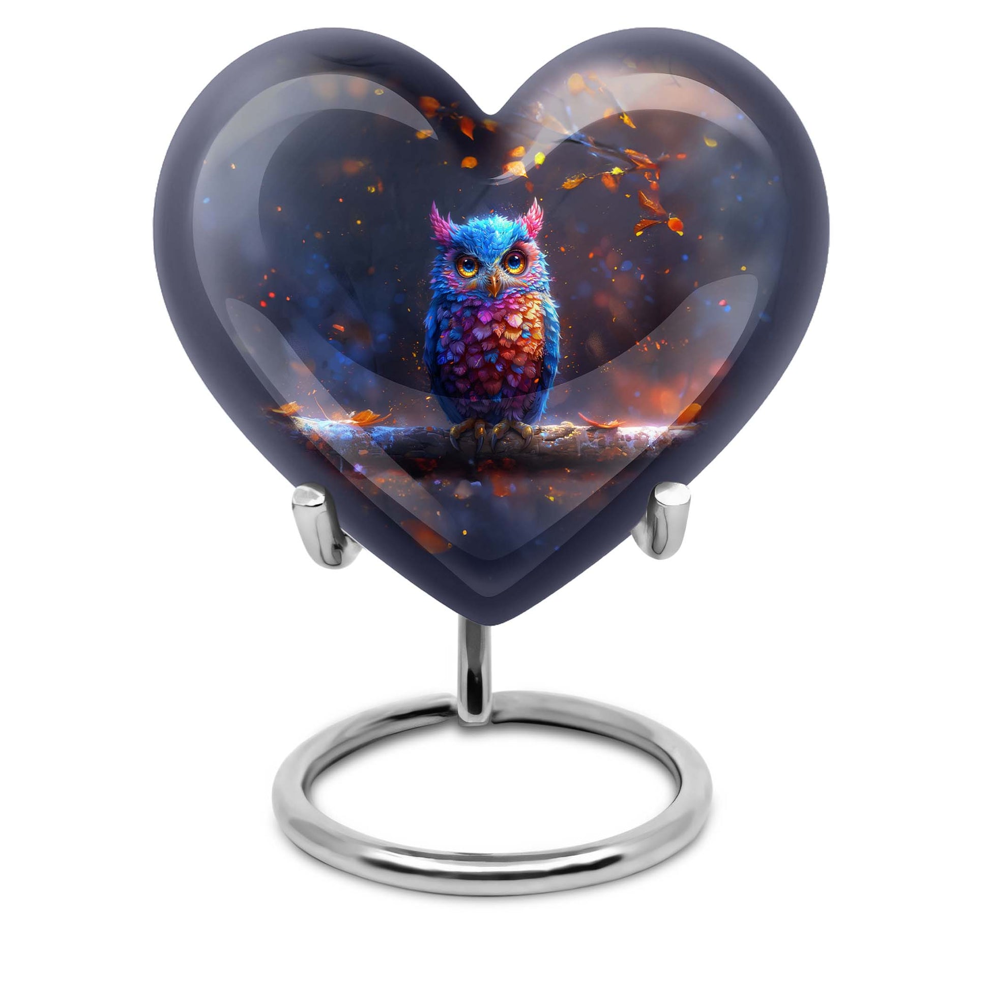 heart-shaped owl urn for cremation