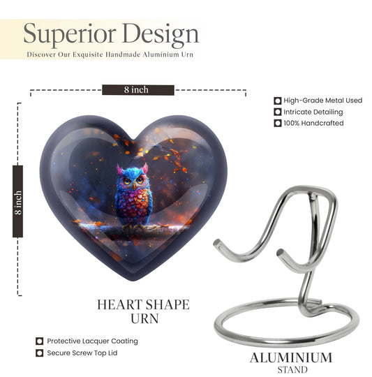 heart-shaped owl urn for cremation