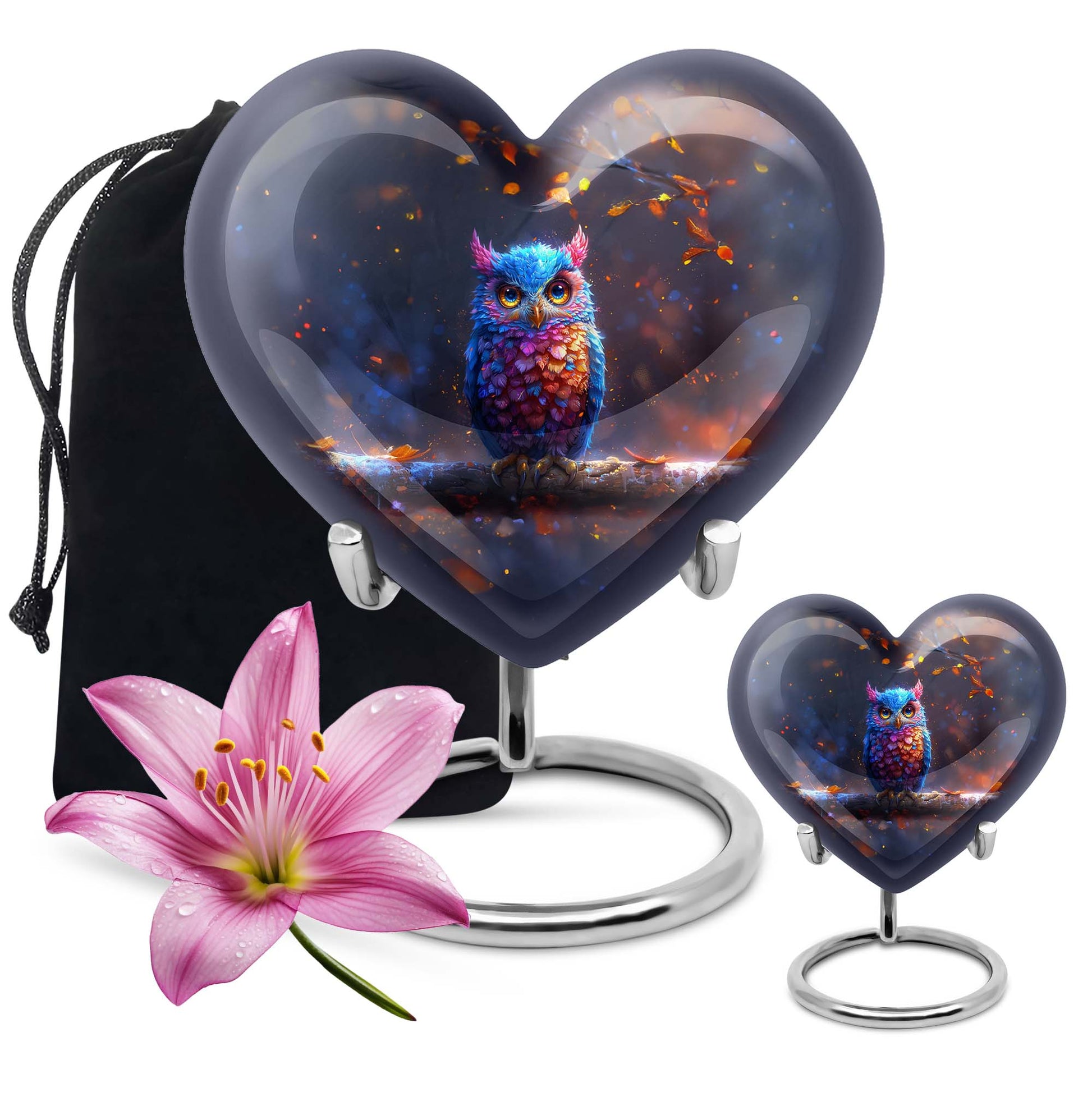 heart-shaped owl urn for cremation