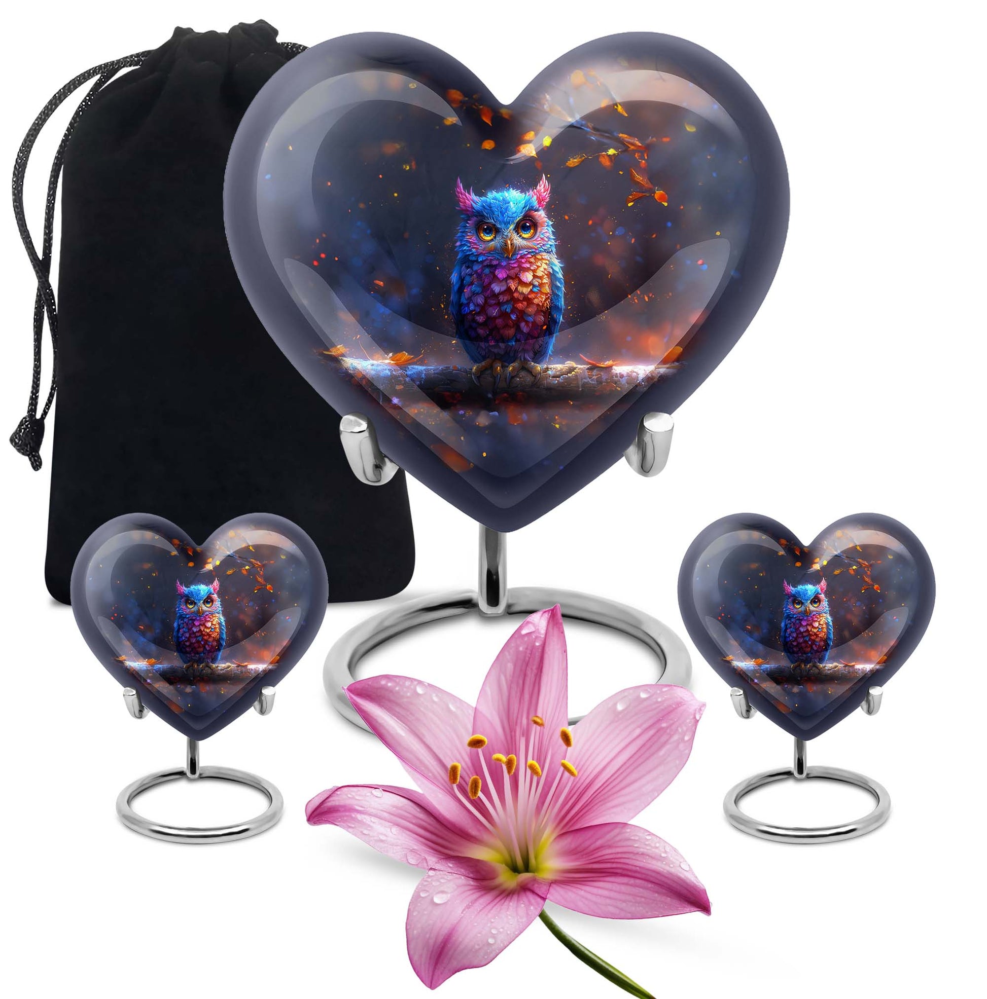 heart-shaped owl urn for cremation