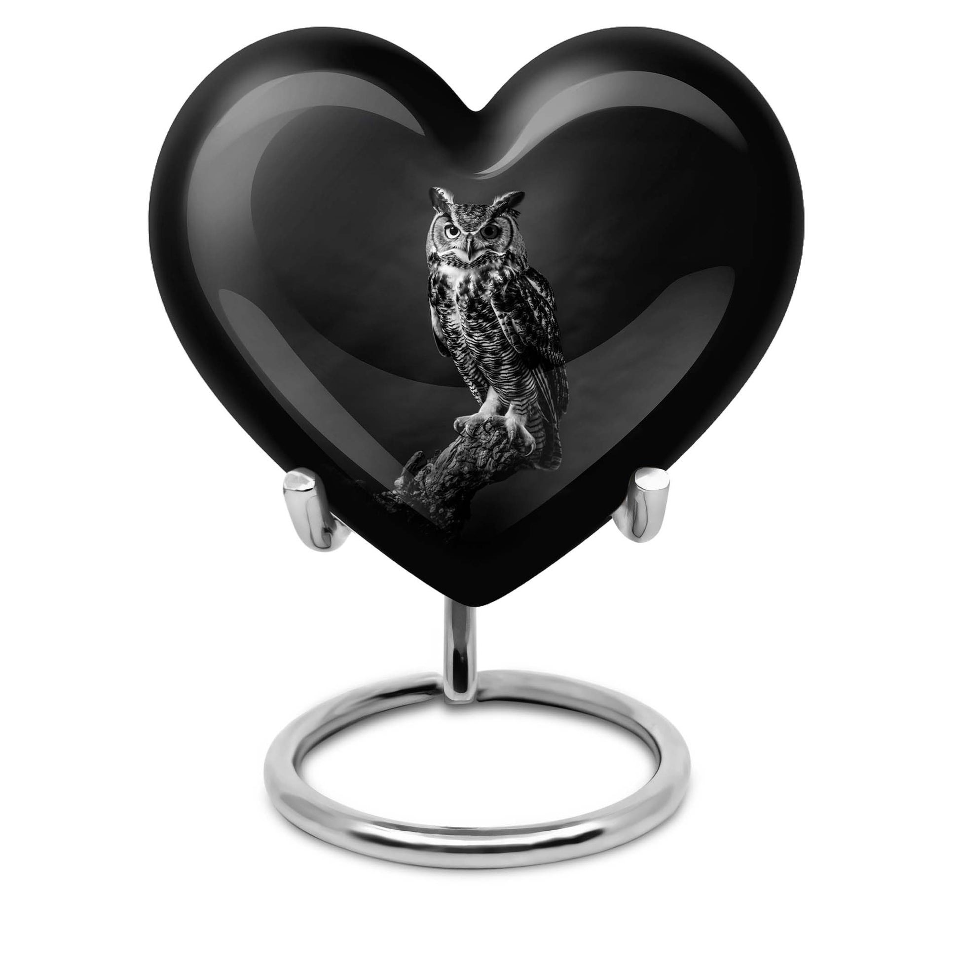 heart-shaped 10 inch owl urn