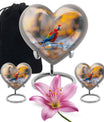 Macaw Parrot Theme Large Urn With 2 Keepsake Urn