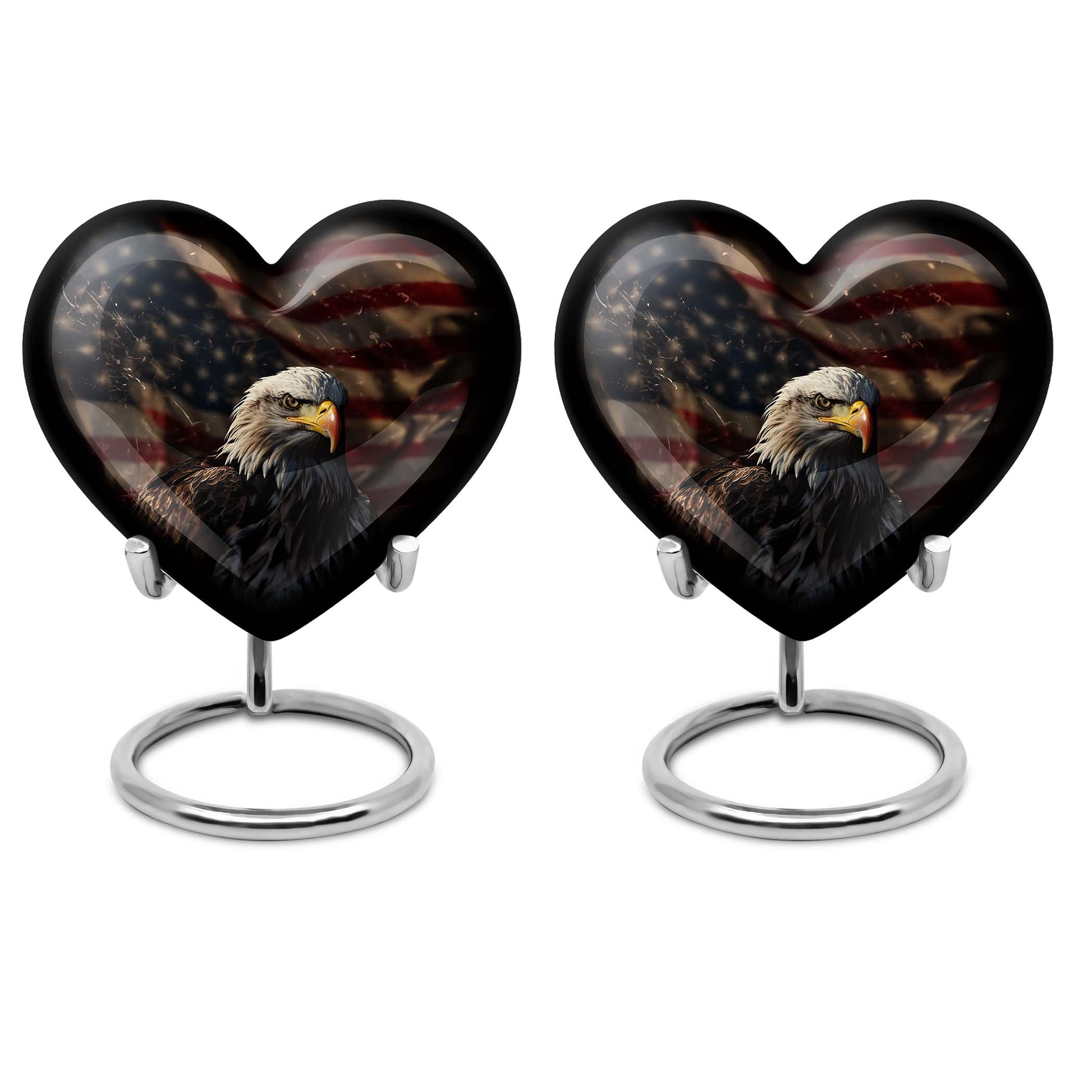 Heart-shaped EAGLE urn with Wolf Howling