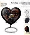 Heart-shaped EAGLE urn with Wolf Howling