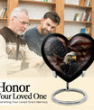 Heart-shaped EAGLE urn with Wolf Howling