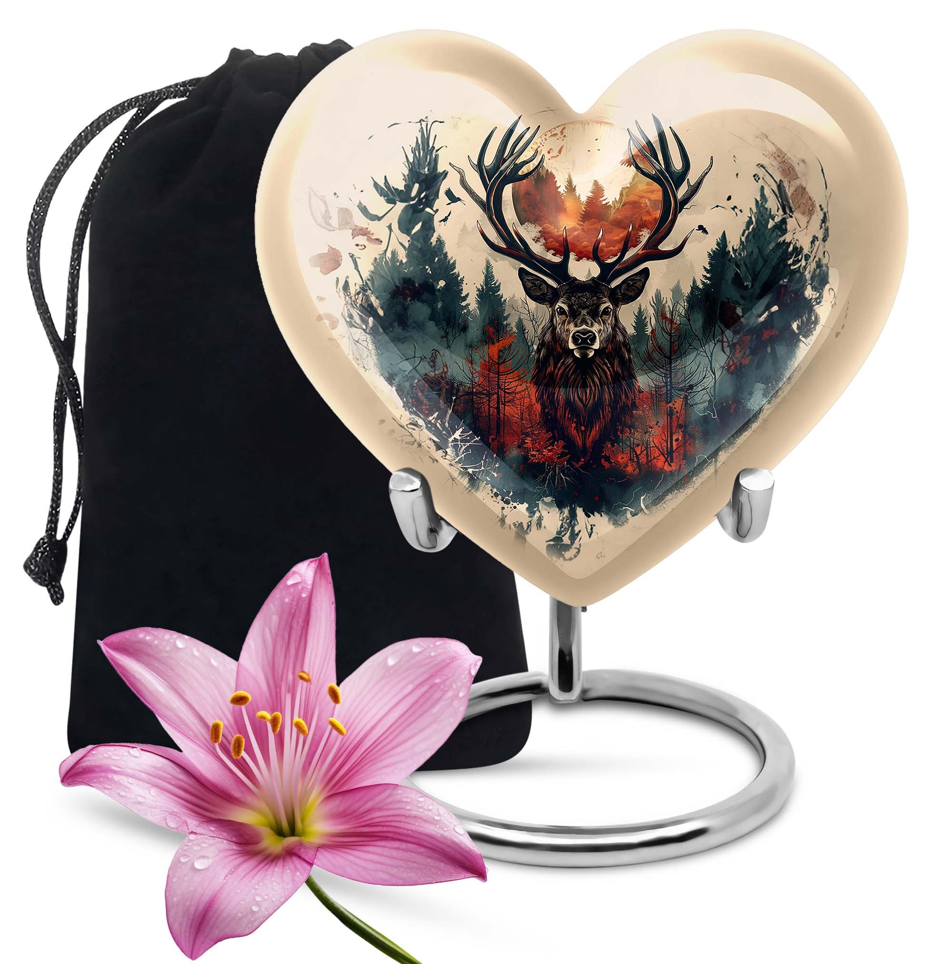 heart-shaped deer urn