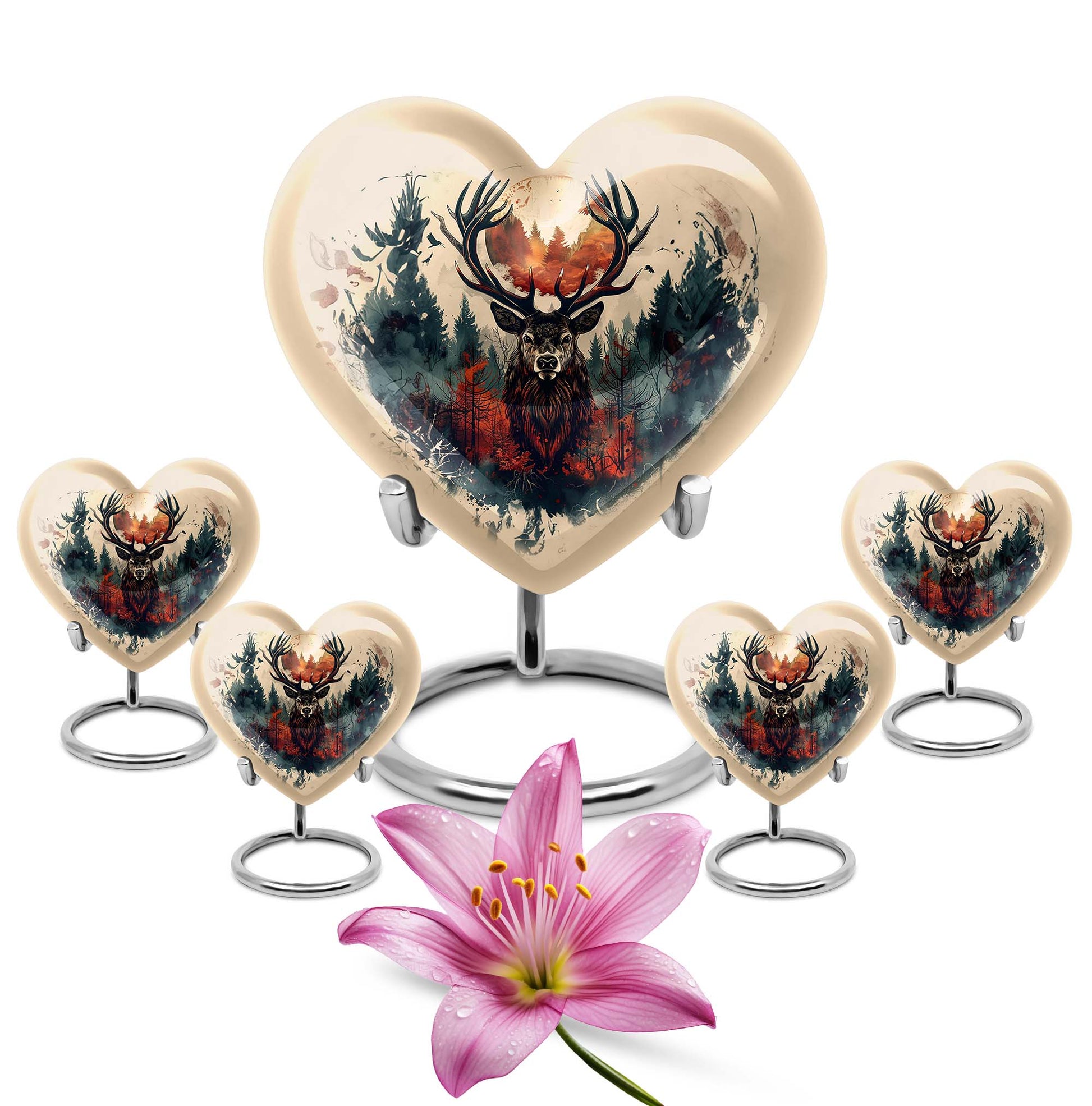 heart-shaped deer urn