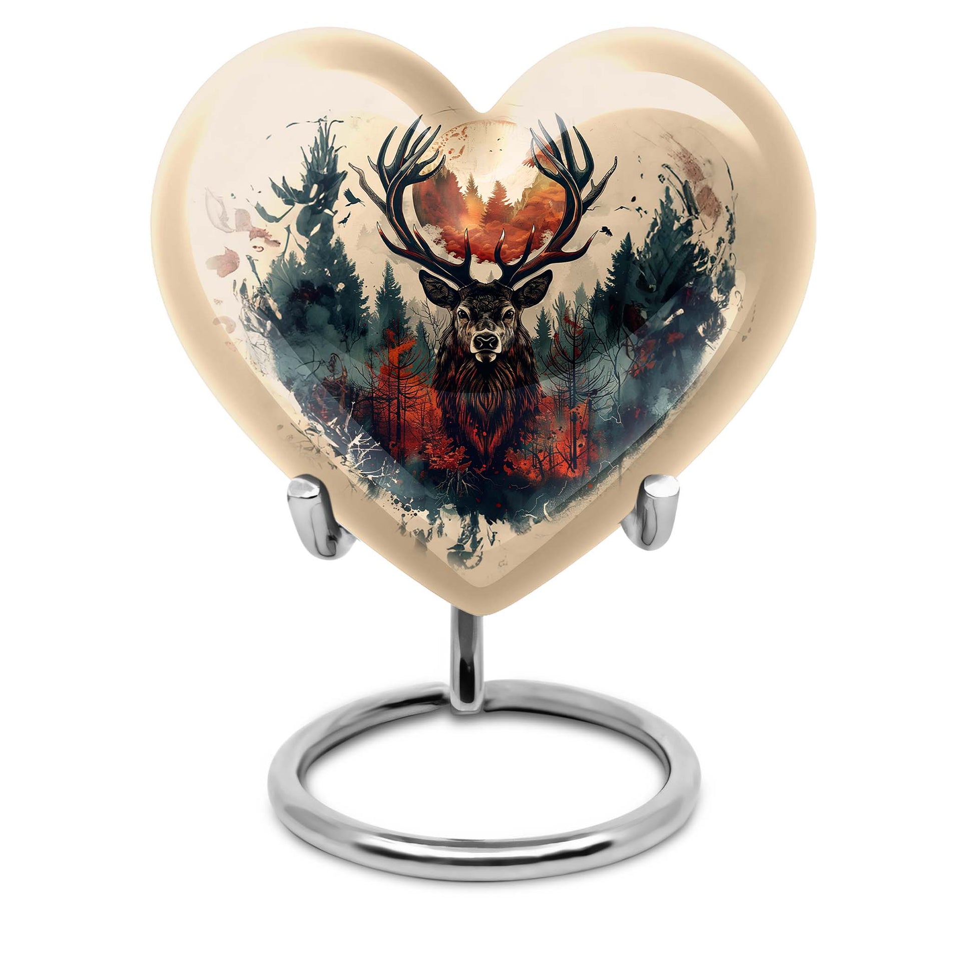 heart-shaped deer urn