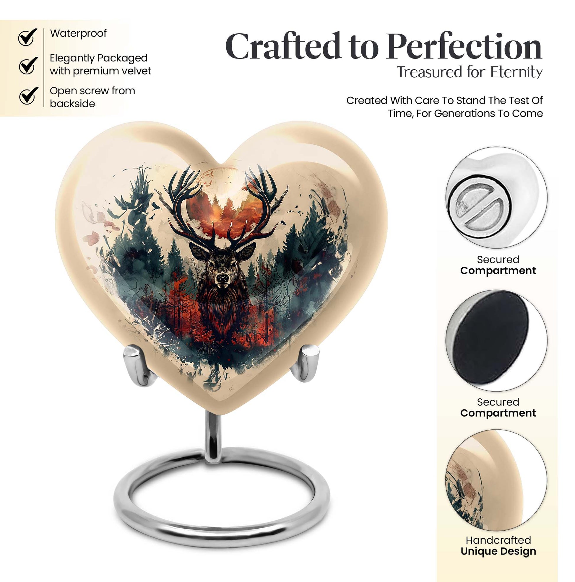 heart-shaped deer urn