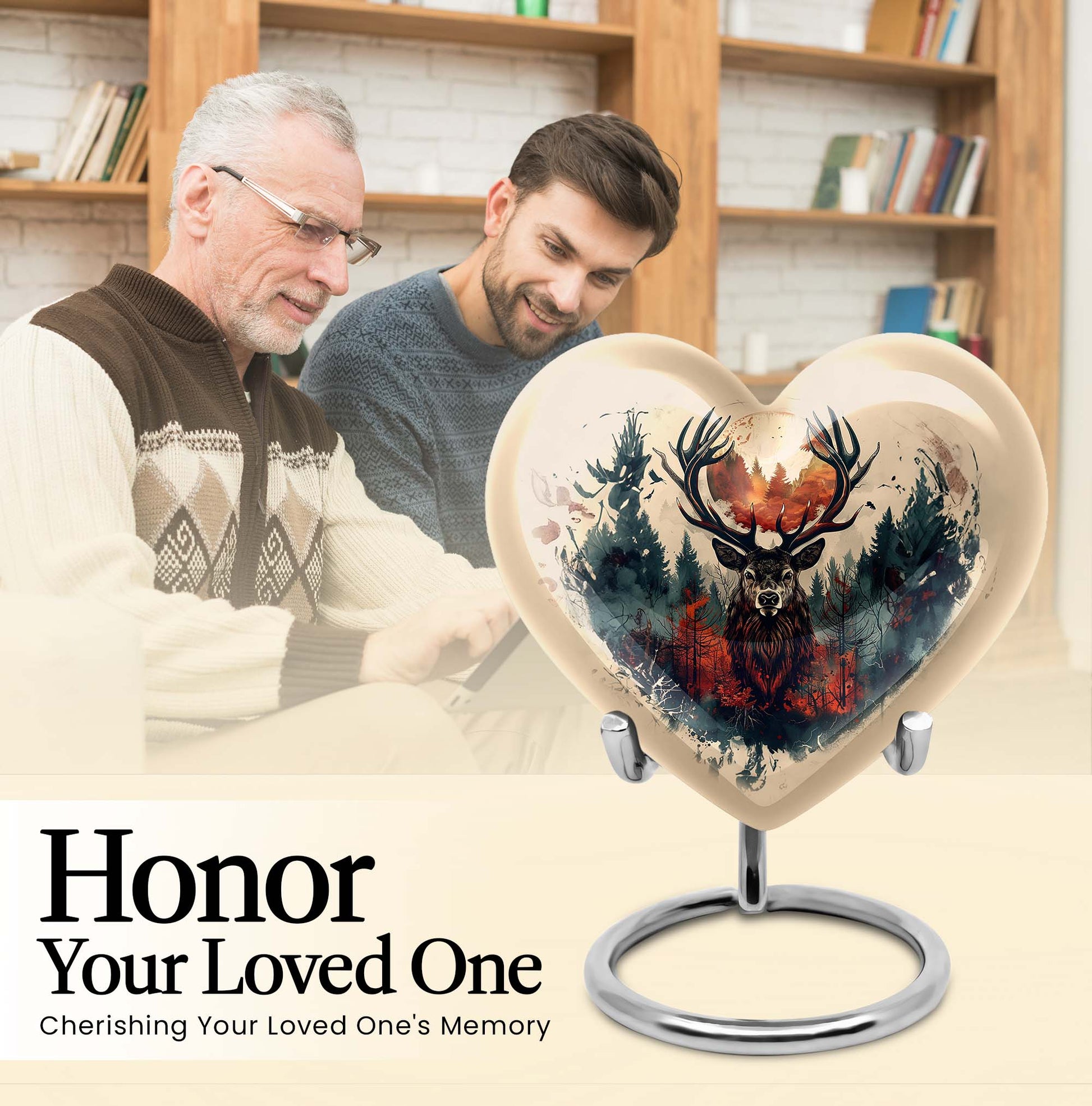 heart-shaped deer urn