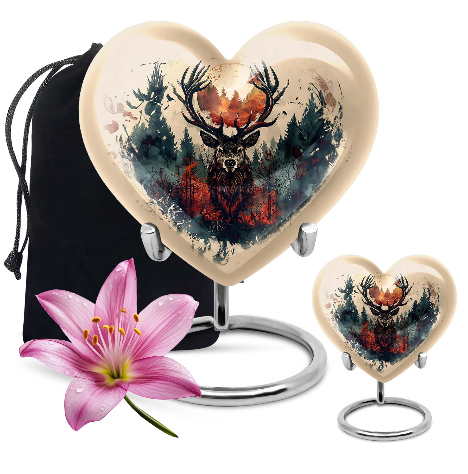 heart-shaped deer urn