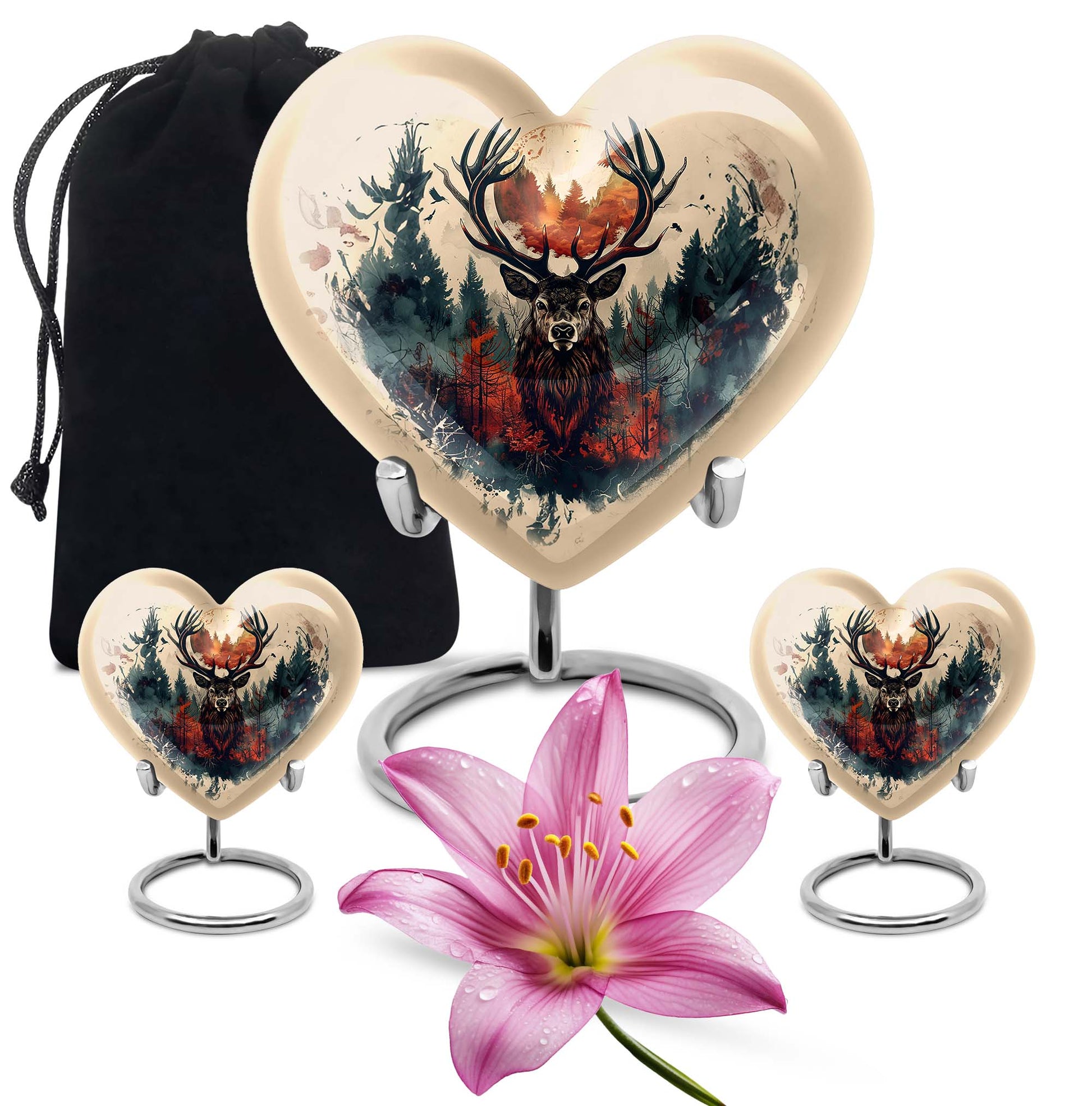 heart-shaped deer urn