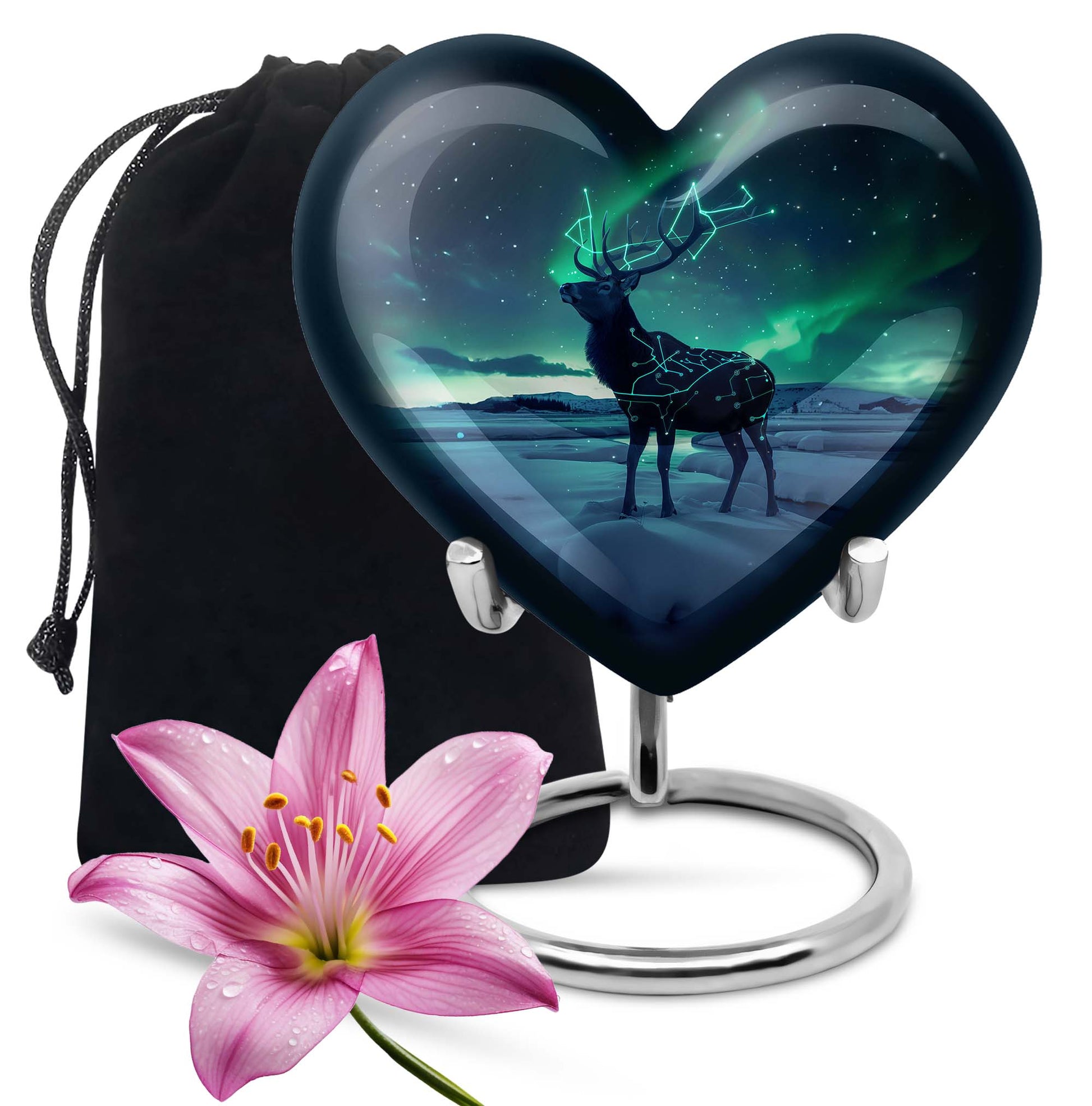 heart-shaped deer urn