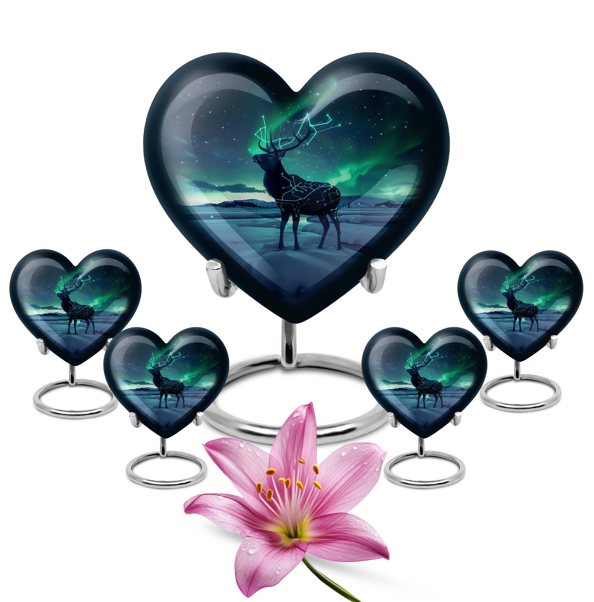 heart-shaped deer urn