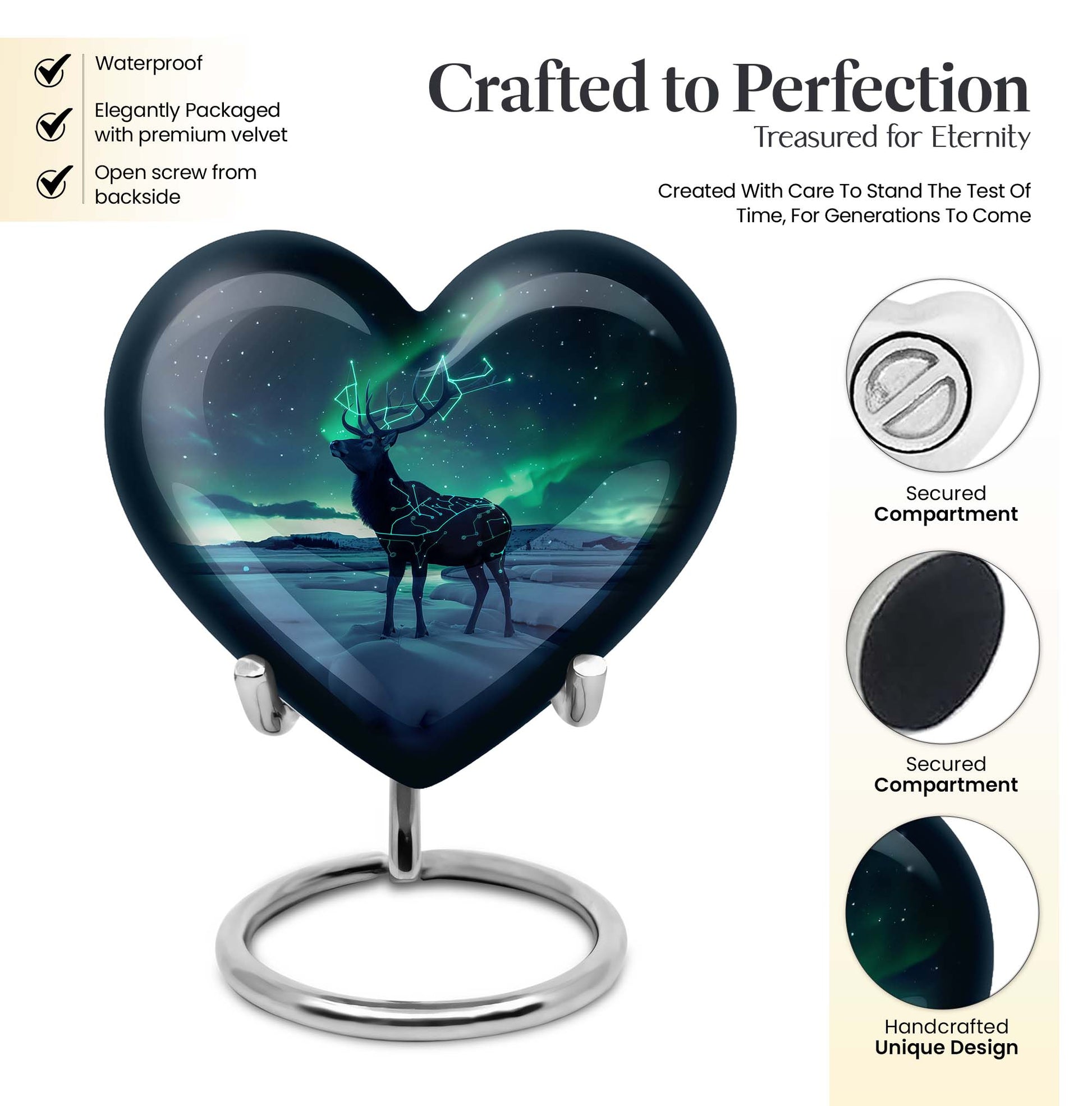 heart-shaped deer urn