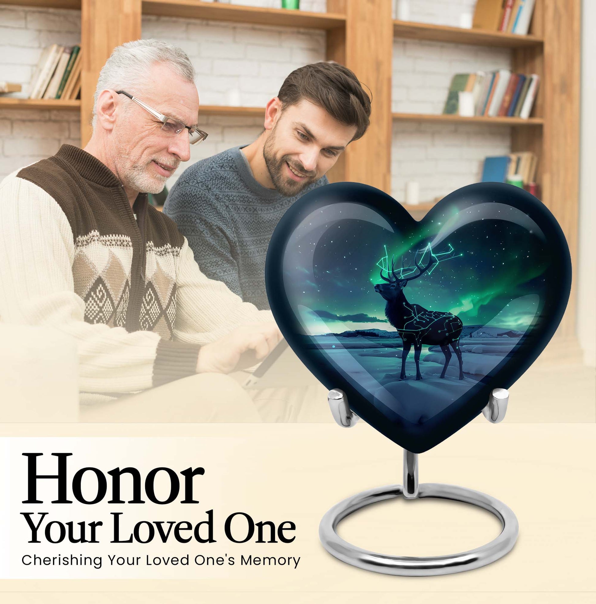 heart-shaped deer urn