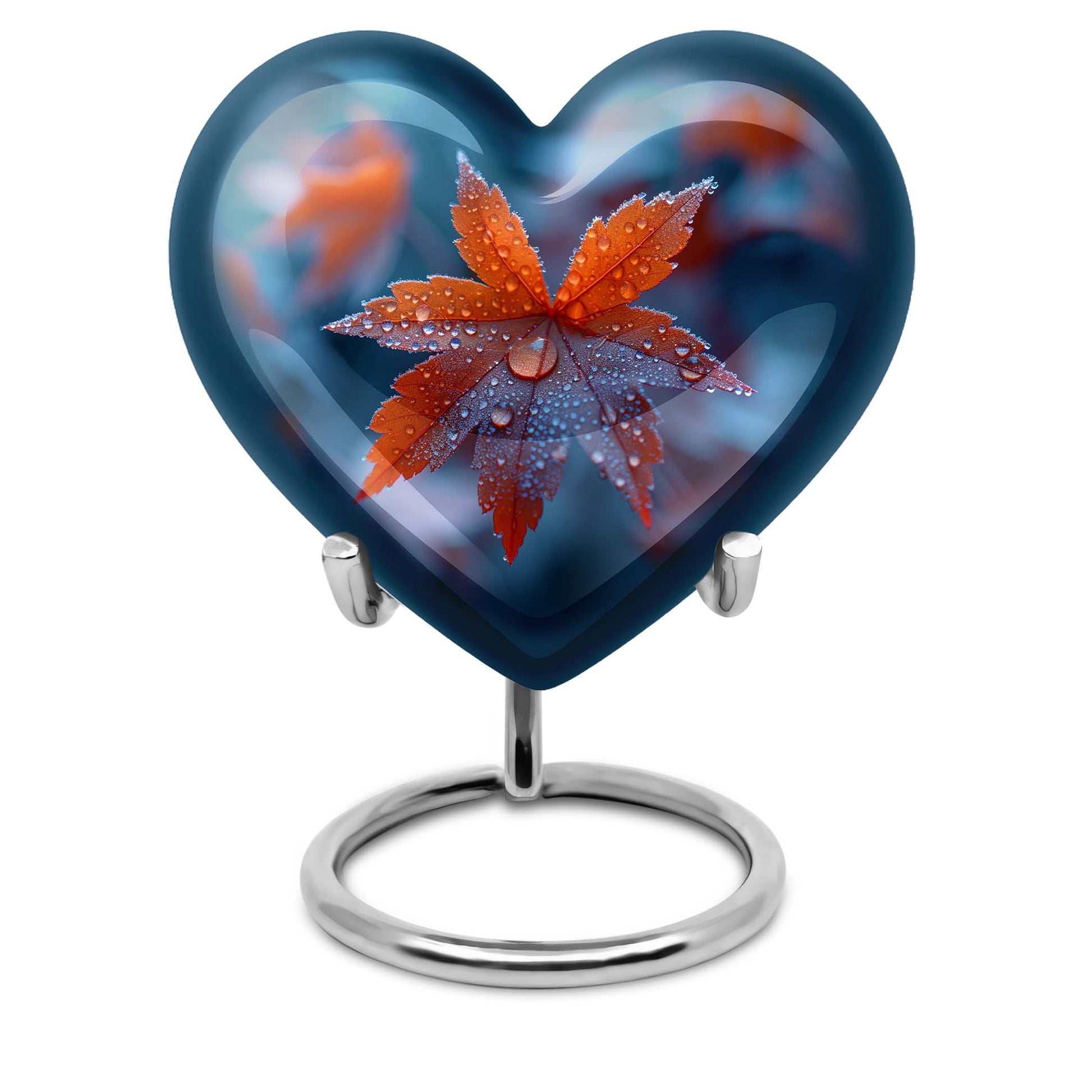 10-inch heart-shaped mapple leaf memorial urn for men, can be personalized